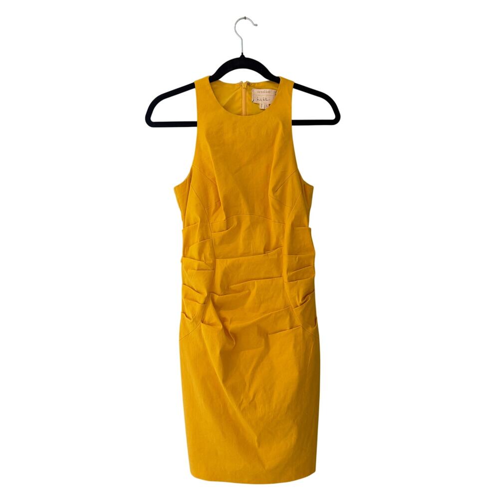 Vintage Y2K Artelier Nicole Miller Yellow Linen Blend Sleeveless Dress Sz 10